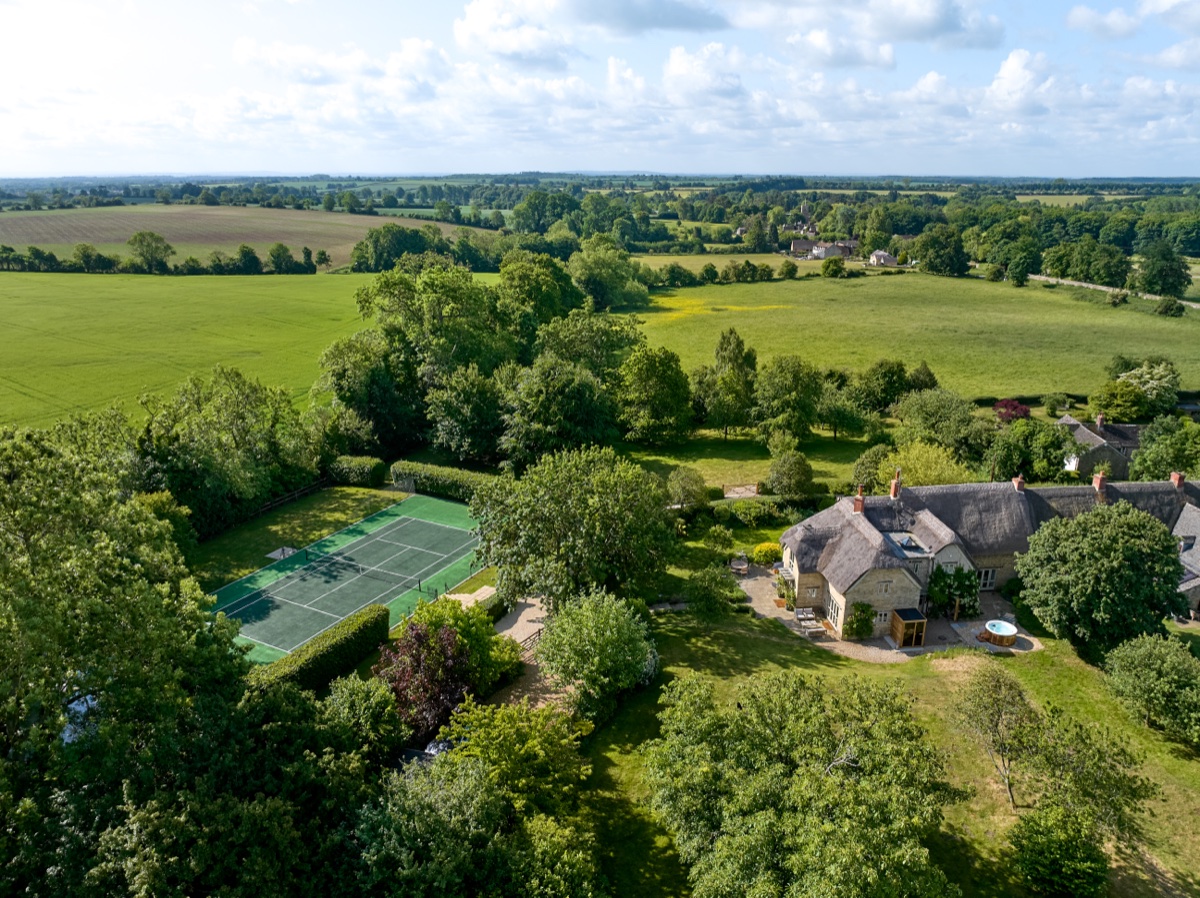 Aerial view of the property grounds